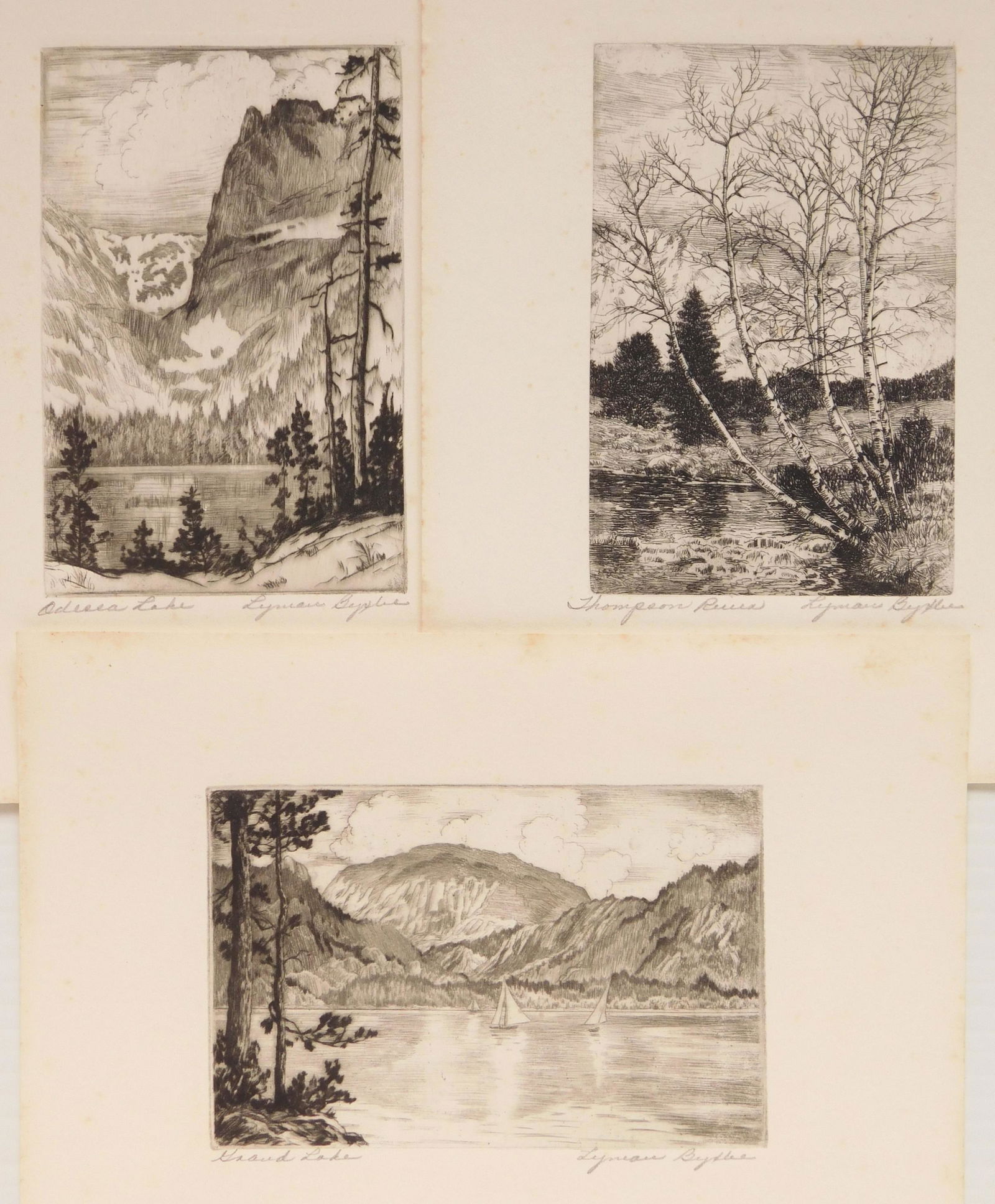 3 Lyman Byxbe etchings (1 of 6)