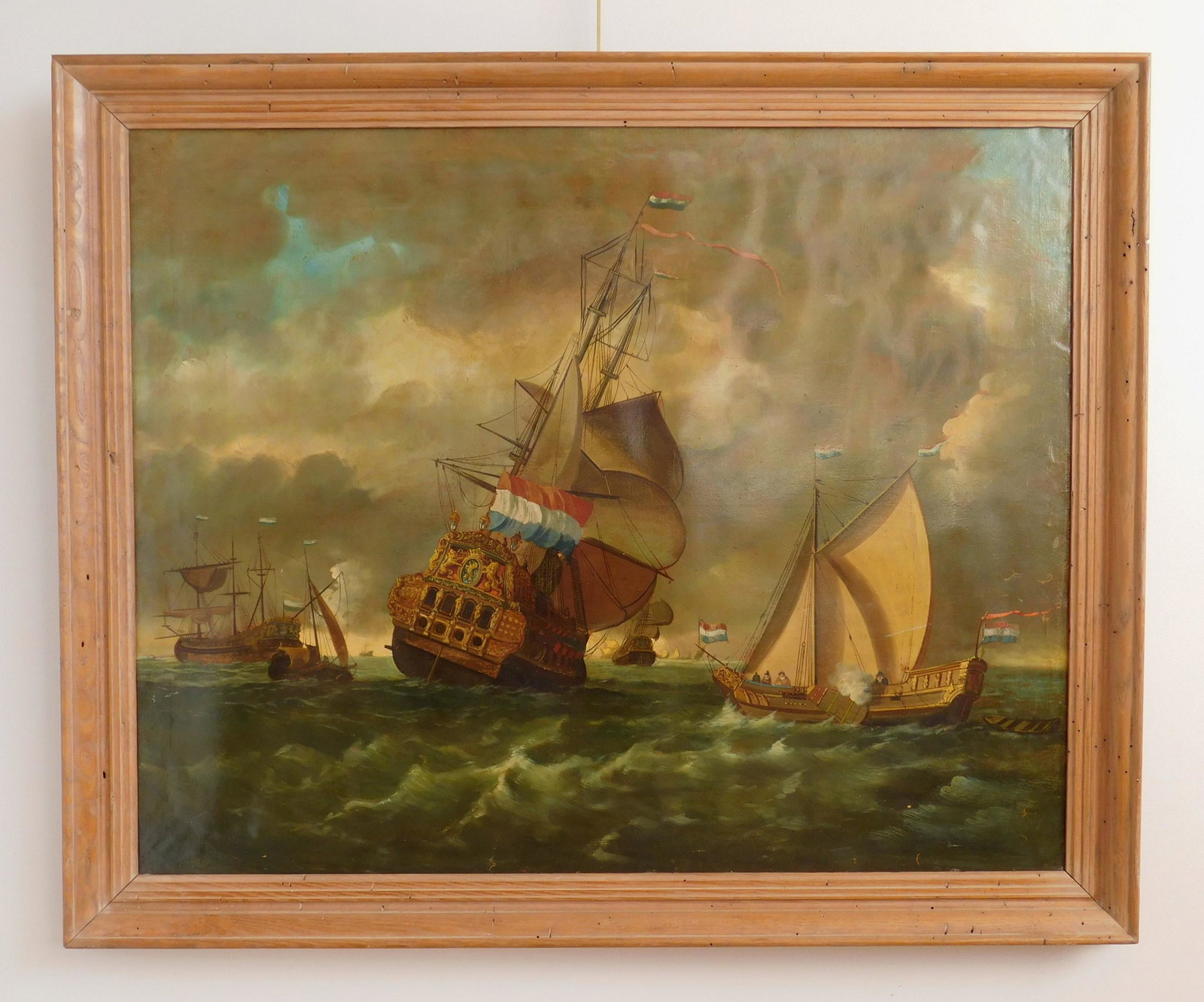 18/19th c. European School oil: 18/19th c. European School Ships at Sea oil on canvas laid on panel, framed. 31 x 39 1/2'' Provenance: Estate, Warren, OH