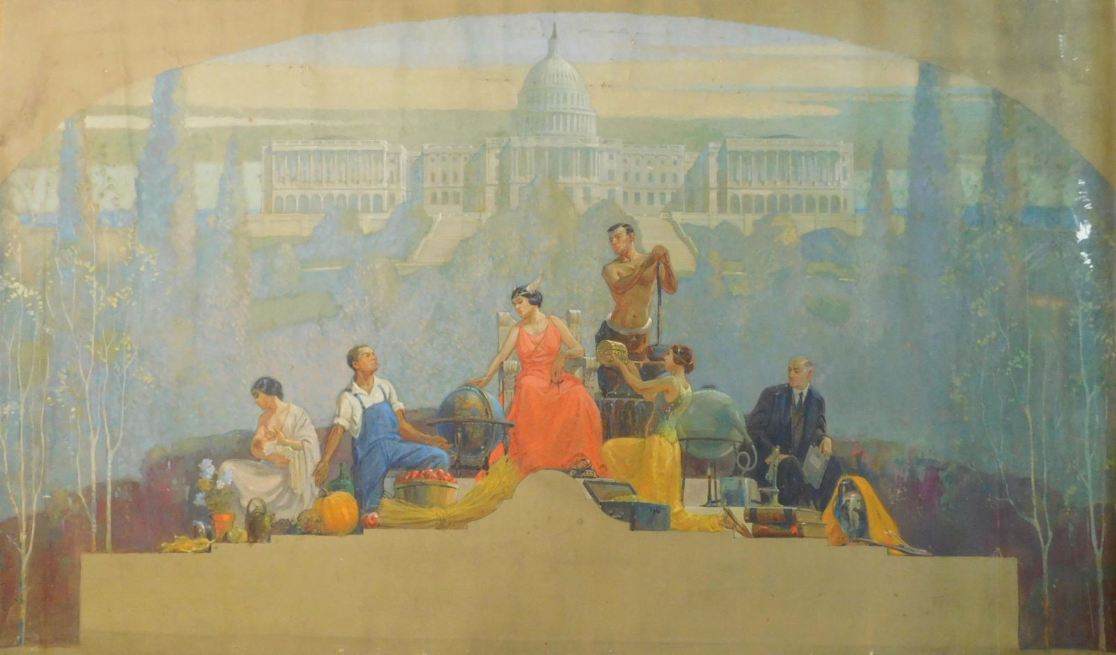 20th C. WPA mural study (1 of 4)
