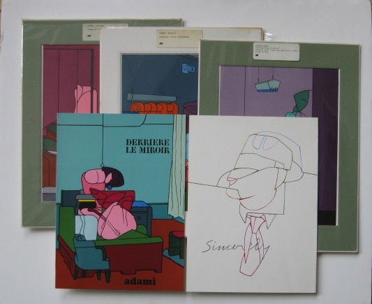 Valerio Adami 5 lithographs: Valerio Adami- Untitled- 5 lithographs in colors, ca. 1980, 1 as published for cover of Derriere Le Miroir. 13 1/4 x 10''(3), 15 x 11''(2)