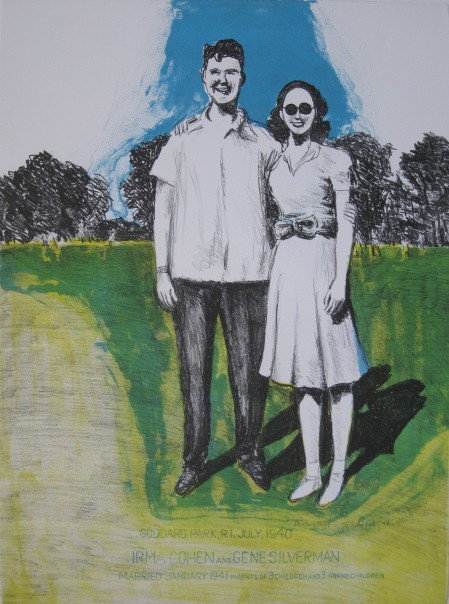 Sidney Chafetz lithograph: Sidney Chafetz- ''Goddard Park R.I. July 1940''- lithograph in colors, 1998, signed, dated and annotated 'Printer's proof' in pencil, very good condition. 29 1/2 x 22''