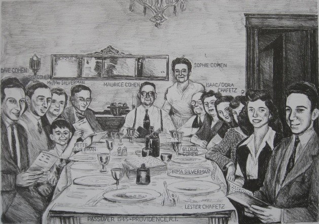 Sidney Chafetz lithograph: Sidney Chafetz- ''Passover 1945 - Providence, R.I.''- lithograph, 1998, signed, dated and annotated 'B.A.T.' in pencil, very good condition. 19 1/2 x 28''