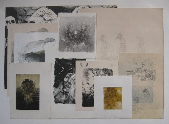 Jonathan Clemens 10 works on paper: Jonathan Clemens 10 works on paper- ''Study of Rallita No. 318''- graphite, signed and titled; ''Study No. 162''- etching and engraving, signed, titled and inscribed A.P.; Foliage- lithograph; Floatin