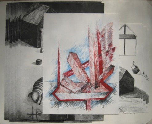 Vander Wey, John Henry - 14 lithographs: 14 Contemporary lithographs- Vander Wey: ''Shelter Vessel Transformation'' (5)- 1998, each signed, titled, dated and numbered, edition of 20; ''Postmodern Tableau #36'' (8)- 1998, each signed, titled,
