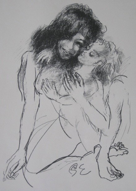 Philip Evergood lithograph: Philip Evergood- ''Mother and Child''- lithograph, signed and numbered 98/100 in pencil, very good condition. 18 1/2 x 11 1/2''