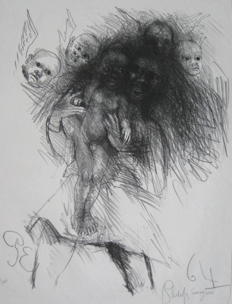 Philip Evergood lithograph: Philip Evergood- ''Joyous Song'' (Lippard 169)- lithograph, 1964, signed and titled in pencil, minor handling creases. 24 x 19 1/2''
