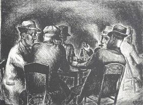 Edward Ferguson lithograph: Edward Ferguson- ''Politics''- lithograph, 1937, signed, dated, titled and numbered 9/5, done for the Michigan WPA. 8 x 11''