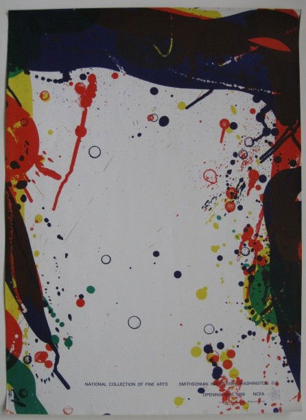 Sam Francis silkscreen poster: Sam Francis- ''National Collection of Fine Arts Smithsonian Institution, Washington DC''- silkscreen poster in colors, 1968, minimal wear, good condition, tape residue verso. 38 x 27 1/2''