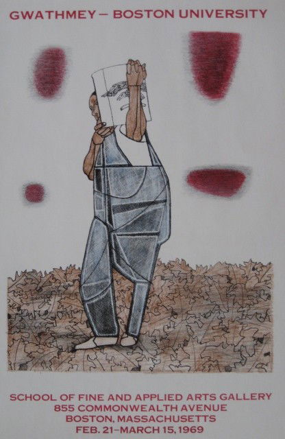 Robert Gwathmey silkscreen poster: Robert Gwathmey- ''Boston University''- silkscreen exhibition poster in colors after lithograph, 1969, one minor crease upper right, otherwise good condition. 26 x 18''