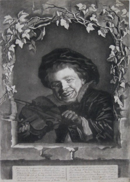 after Franz Hals engraving: after Franz Hals- ''Boy Turn Thy Laughter into Flood of Tears''- engraving, engraved by G. White, 1732, margins trimmed. 14 1/2 x 10 1/4''