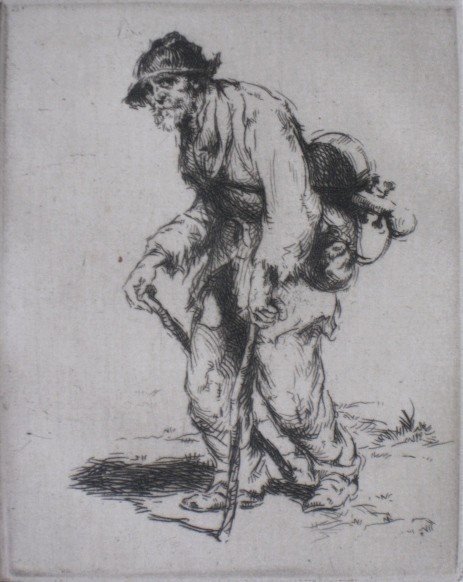 Arthur W. Heintzelman drypoint: Arthur W. Heintzelman- ''Mendiant Gauche''- drypoint, signed and inscribed 'ed. 60' in pencil, minor mat burn, good condition. 3 x 2 3/8''