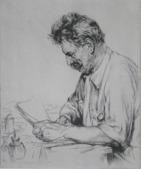 Arthur W. Heintzelman etching: Arthur W. Heintzelman- ''Portrait of Dr. Albert Schweizer'' (Smith 286)- etching, 1950, signed in pencil, edition of 125, minimal soiling in margins, otherwise very good condition. 11 7/8 x 9 7/8''