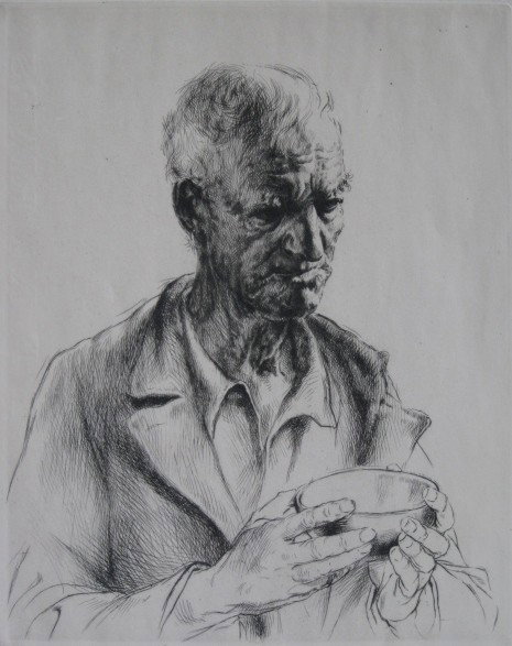 Arthur W. Heintzelman etching: Arthur W. Heintzelman- ''Vigneron'' (Smith 186)- etching, 1933, signed in pencil, edition of 110, considered by the artist to be his finest plate, slightly light struck, slightly weak along upper plat