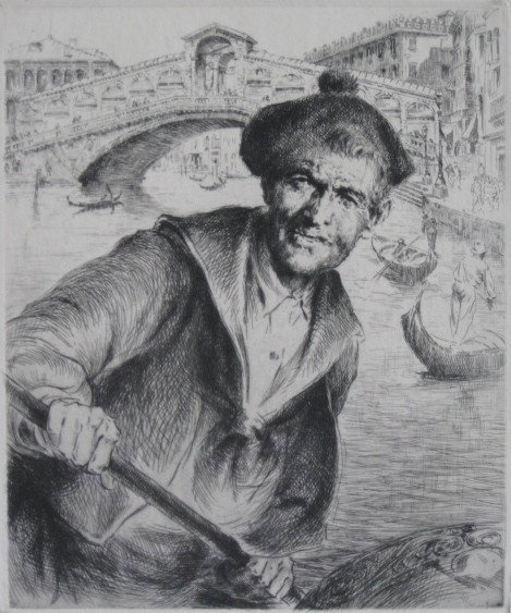 Arthur W. Heintzelman etching: Arthur W. Heintzelman- ''Luigi Dominico'' (Smith 166)- etching, 1931, signed in pencil, edition of 110, inscribed in pencil 'no. 89 / Fourth etching to be published by The American College Society of 
