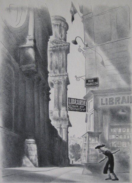 Ellison Hoover lithograph: Ellison Hoover- ''Rue Mabillon''- lithograph, ca. 1940, signed in pencil, AAA edition, slightly light struck. 12 1/4 x 8 7/8''