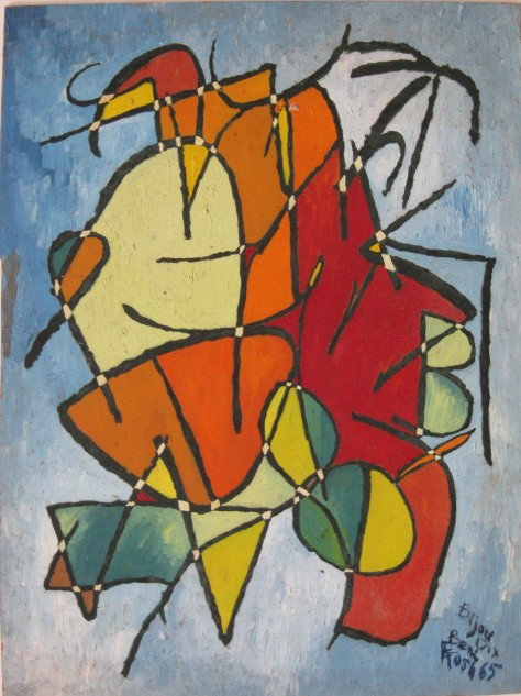 Beni Kosh oil: Beni Kosh- ''Bijoux Dix''- oil on panel, 1965, signed, dated and titled lower right, estate stamped and numbered 195 verso. 16 1/4 x 12 1/4''