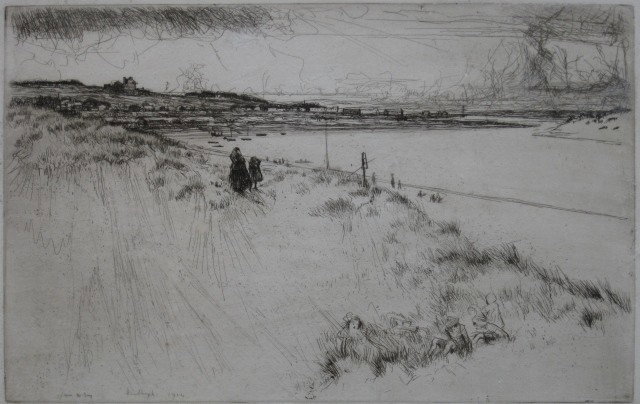 James Mc Bey etching: James Mc Bey- ''Newburgh'' (Hardie & Carter 155)- etching, 1914, signed in pen, thin spot in paper in the sky. 7 1/4 x 11 1/2''