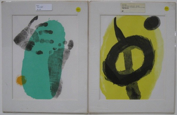 Joan Miro 2 lithographs: Joan Miro- ''Hand and Foot'' (Maeght 228); ''Black and Yellow Composition'' (M. 300)- 2 lithographs in colors. 13 1/2 x 10 1/2'' ea.