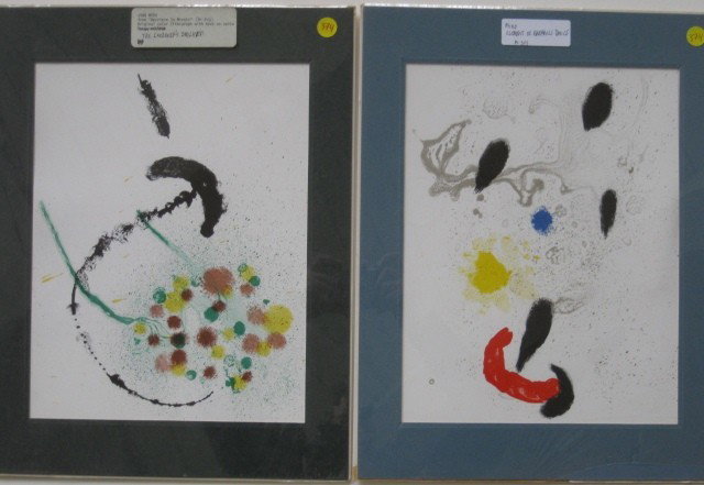 Joan Miro 2 lithographs: Joan Miro- ''Element of Barbaric Dance'' (Maeght 343); ''The Gardeners Daughter'' (M. 346)- 2 lithographs in colors, 1963. 13 1/2 x 10 1/2'' ea.