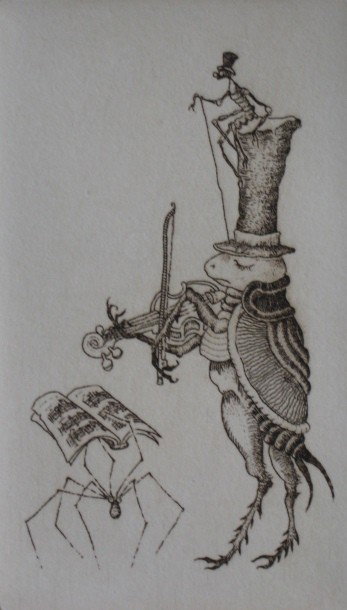 Allen Reid etching: Allen Reid- ''Cricket''- etching, signed, titled and numbered 50/150 in pencil, very good condition. 4 3/8 x 2 1/2''