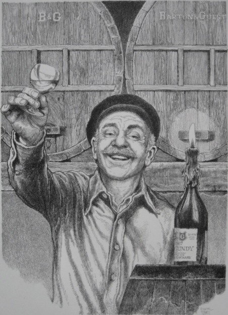 Emanuel Schary lithograph: Emanuel Schary- ''B & G Wine''- lithograph, signed and annotated T/P i pencil, left edge of paper little rough, otherwise very good condition. 13 3/4 x 10''