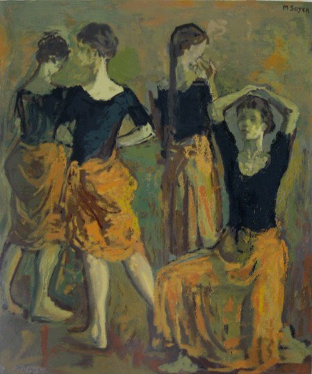 Moses Soyer silkscreen: Moses Soyer- Four Dancers- silkscreen in colors, printed by Harry Glassgold. 23 1/2 x 20''