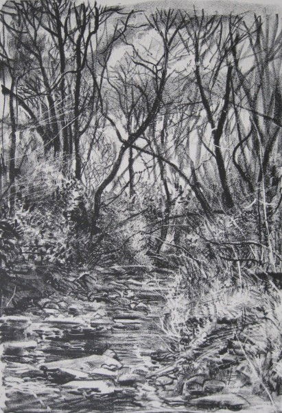 Frank Stack lithograph: Frank Stack- ''Flat Branch''- lithograph, signed, titled and numbered 10/20 in pencil, very good condition. 12 x 8 1/2''