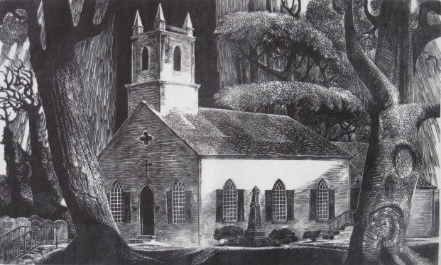 Lynd Ward wood engraving: Lynd Ward- ''Historic Christ Church''- wood engraving, 1970, signed, titled, dated and numbered in pencil, AAA edition. 9 x 15''