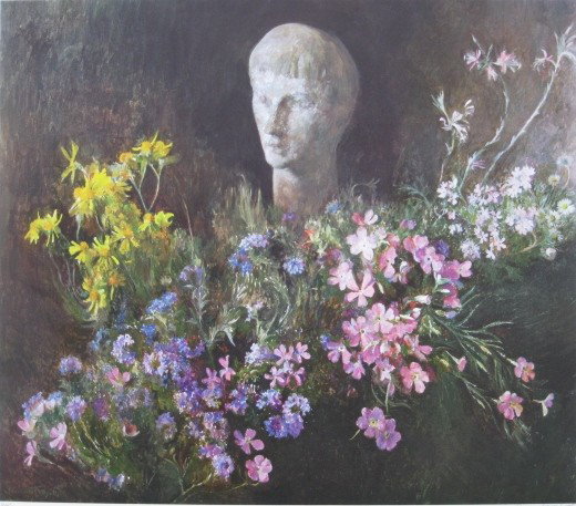 Henriette Wyeth off-set lithograph: Henriette Wyeth- ''Etruscan Spring''- off-set lithograph in colors, signed and numbered 205/490 in pencil. 18 1/2 x 21 3/4''