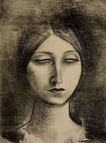 John Carroll lithograph: John Carroll- ''Ione-Dark''- lithograph on chine colle, 1929, signed and numbered 29-7 in pencil, very good condition. 9 7/8 x 7''