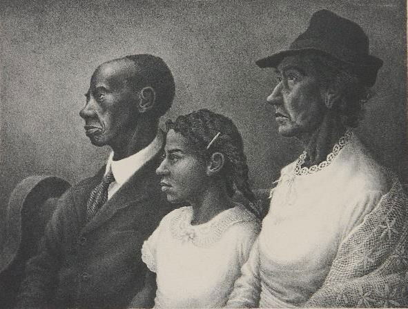 Jackson Lee Nesbitt lithograph: Jackson Lee Nesbitt- ''The Mathew W. Johnston Family'' (Retif and Salzer 39)- lithograph, 1990, signed, titled and numbered 187/250 in pencil, very good condition. 9 7/16 x 12 7/16''