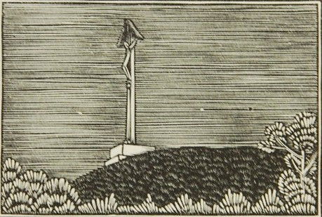 Eric Gill wood engraving: Eric Gill- ''Spoil Bank Crucifix'' (Physick 157)- wood engraving, 1919, Cleverdon edition of 480 printed on the full sheet of cream wove paper. 2 x 3''