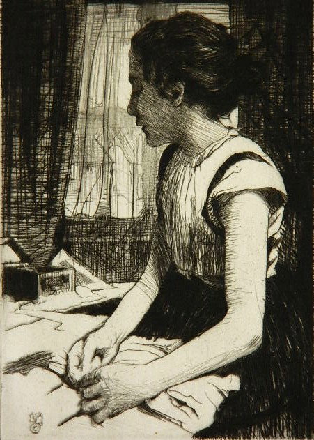 William Lee Hankey drypoint: William Lee Hankey- ''Youth No. 2'' (Hardie 169)- drypoint, 1919, signed in pencil, a rich impression printed on cream wove paper with the artist's embossed initial monogram, very good condition. 7 x