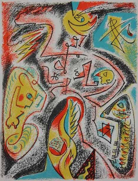Andre Masson lithograph: Andre Masson- Untitled- lithograph in colors, signed and numbered 59/75 in pencil, very good condition. 12 x 9 1/2''