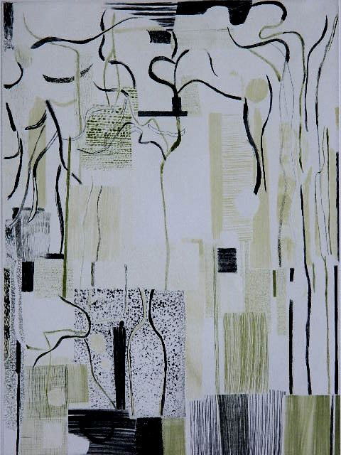 Bill Scott drypoint and roulette: Bill Scott- ''The Gray-Green Bottle''- drypoint and roulette in colors, 2009, signed and dated in pencil, edition of 250, The Print Club of Cleveland publication no. 90, very good condition. 20 x 14 3