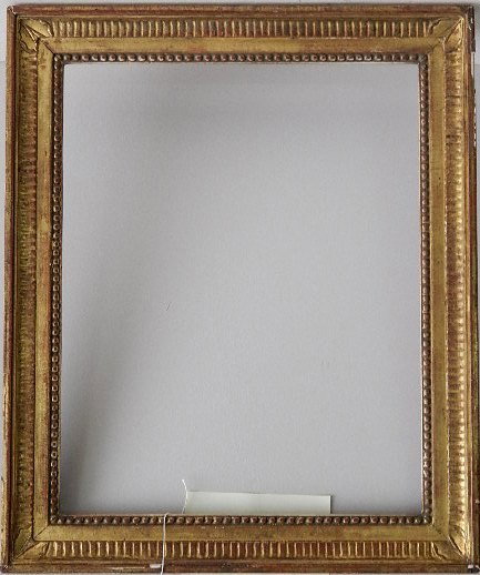 Hand carved gilded frame: Hand carved gilded frame with dentil and bead mouldings, some losses to moulding. int 16 3/4 x 13 1/2'' ext 20 x 16 3/4 x 1 1/8''