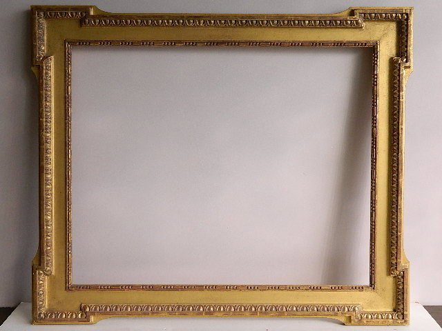 Hand carved gilded frame: Hand carved gilded gallery frame, good condition. 28 1/2 x 36''; 37 x 44 1/2 x 2''