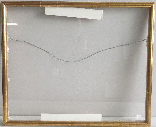 2 Rounded profile gallery frames: 2 Rounded profile gallery frames, 1 gold leafed, very good condition. gold leafed- int 26 3/4 x 34 3/4'' ext 29 7/8 x 37 7/8 x 1 1/2''; int 21 x 25 3/4'' ext 23 1/4 x 27 3/4 x 1 1/2''