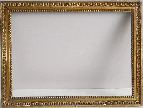 Hand carved gilded frame, egg-and-dart motif: Hand carved gilded frame with egg-and-dart motif, some loss to gilding. int 14 5/8 x 21 1/8'' ext 18 1/2 x 24 3/4 x 7/8''