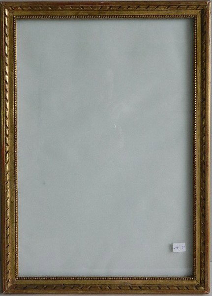 Hand carved gilded frame, bead and rope detail: Hand carved gilded frame, bead and rope detail, minor losses at corners. int 18 1/8 x 12 7/8'' ext 20 1/2 x 14 3/4 x 3/4''