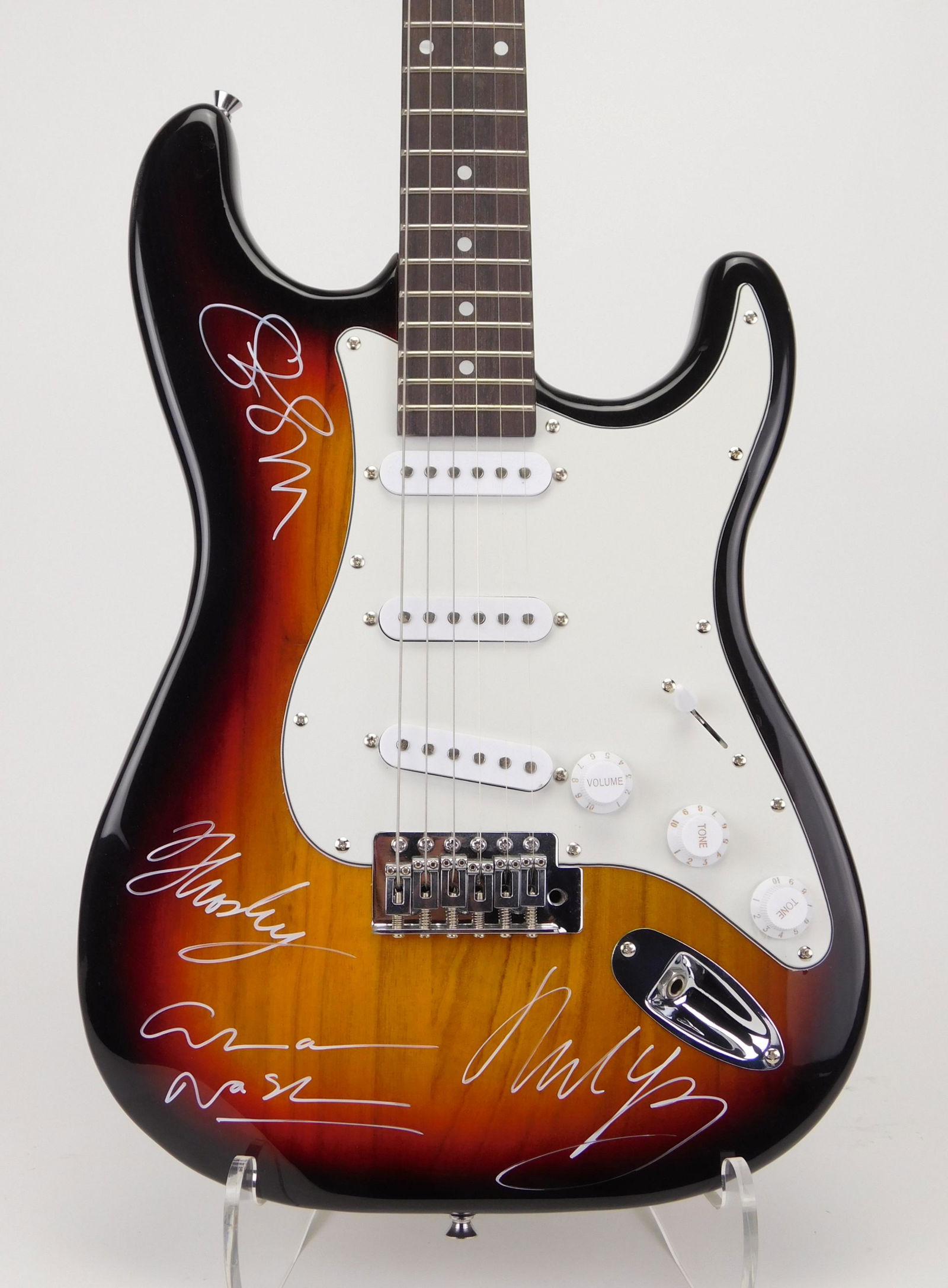 Fender Squier Stratocaster signed by C, S, N & Y (1 of 8)