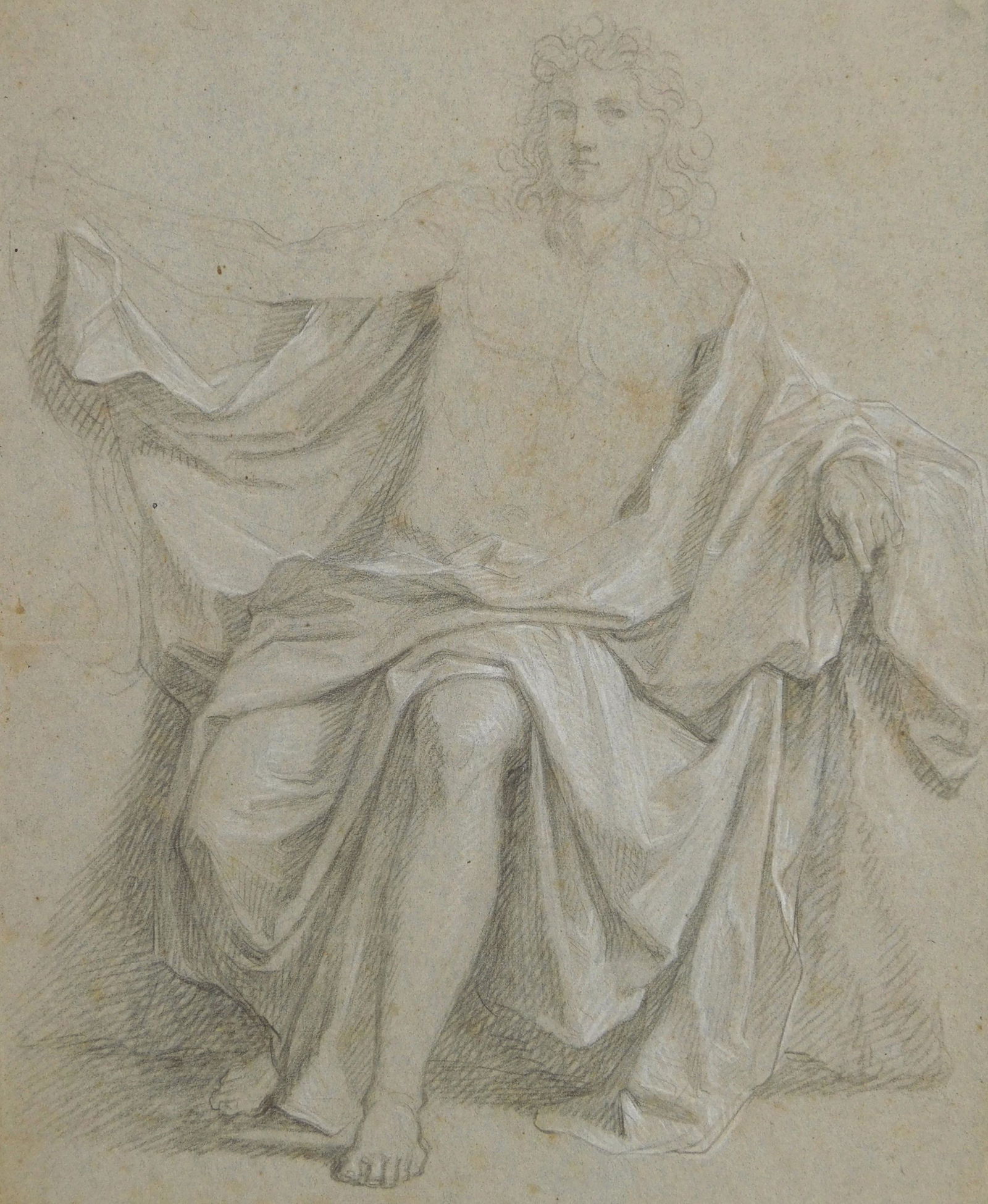 19th c. French School charcoal and chalk drawing (1 of 3)