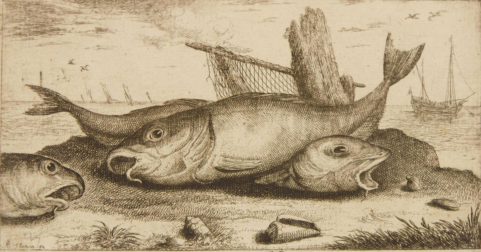 Albert Flamen etching: Albert Flamen (Dutch 1620-1692) ''L'Egrefin'' (Robert-Dumesnil 445ii/II) etching, ca. 1660, inscription in plate 'L.l.: AB. Flamen. fe.; below, Edefinus L'Egrefin. Cum privil. Regis; VII', paper age t