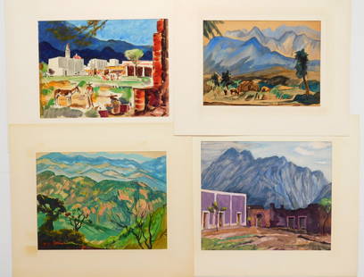 4 William C. Grauer watercolors: William C. Grauer (1896-1985) Mexican Scenes 4 watercolors on paper, all signed Wm. C. Grauer in pen, very good condition. 9 1/4 x 11 1/4'' (largest)