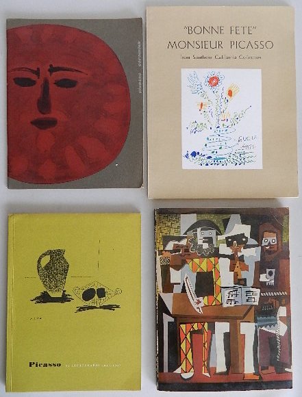 4 Pablo Picasso exhibition catalos: 4 Pablo Picasso exhibition catalogs- 1. James, Phillip. ''Picasso: 55 Lithographs 1945-1947''. London, The Arts Council of Great Britain, 2. ''Bonne Fete Monsieur Picasso from Southern California Coll