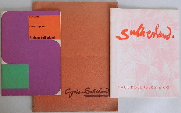 3 Graham Sutherland exhibition catalogs: 3 Graham Sutherland exhibition catalogs- 1.''Graham Sutherland''. Paris, Editions des Musees Nationaux, 1952 2. ''Exhibition of Recent Paintings by Graham Sutherland''. New York, Paul Rosenberg & Co.,