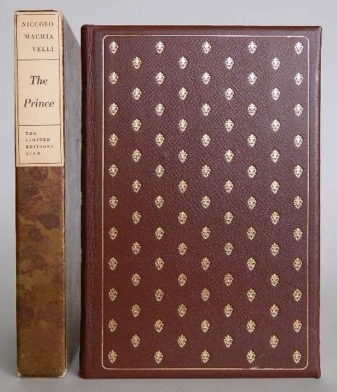 3 Limited Editions Club books 1954: 3 Limited Editions Club books 1954- 1. Machiavelli, Niccolo- ''The Prince''- New York, 1954, translation from Italian by Hill Thompson, a new preface by Irwin Edman, #11/1500, slipcase. 2. Milton, Joh