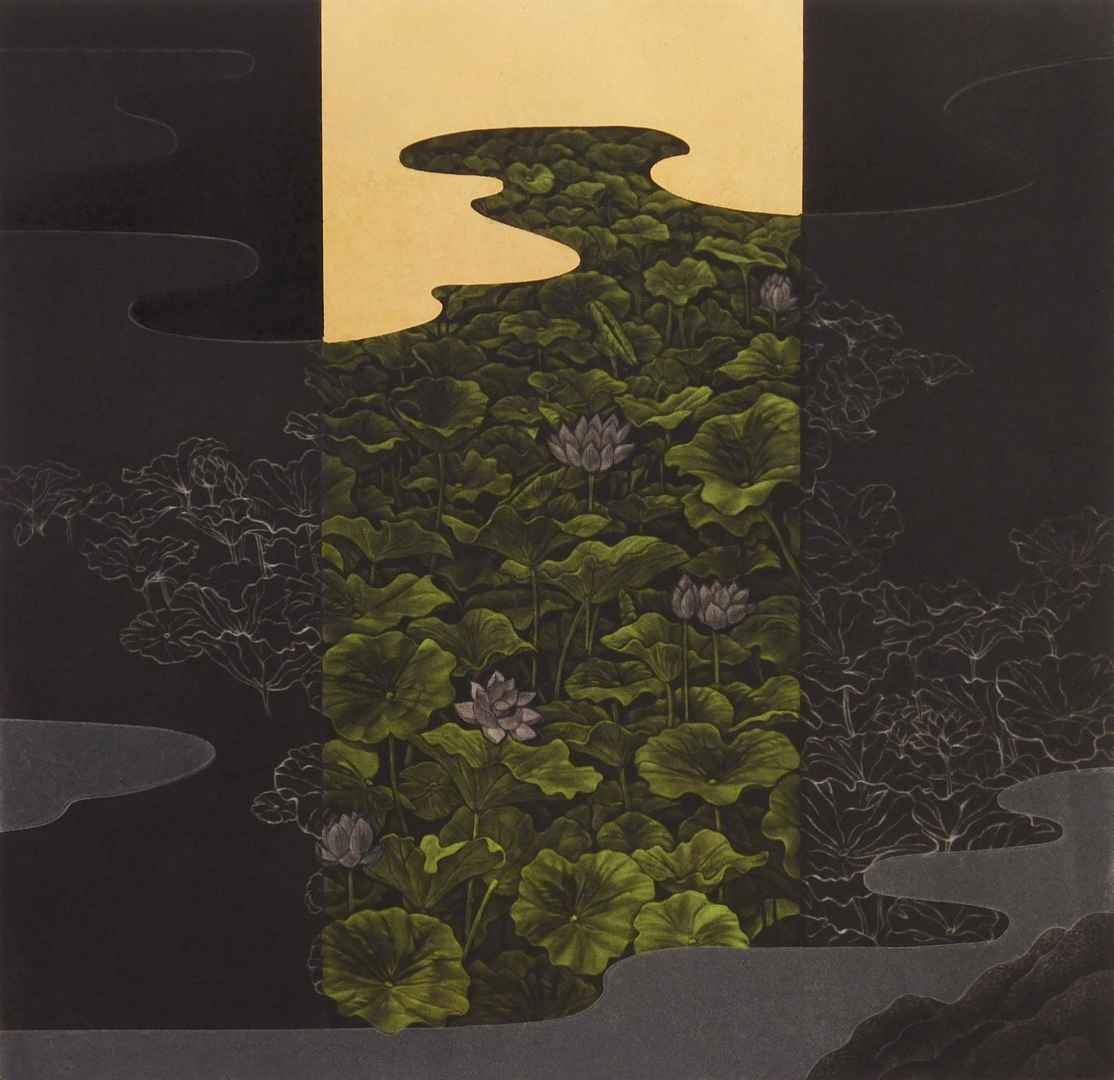 Katsunori Hamanishi mezzotint: Katsunori Hamanishi (Japanese 1949- ) Wind