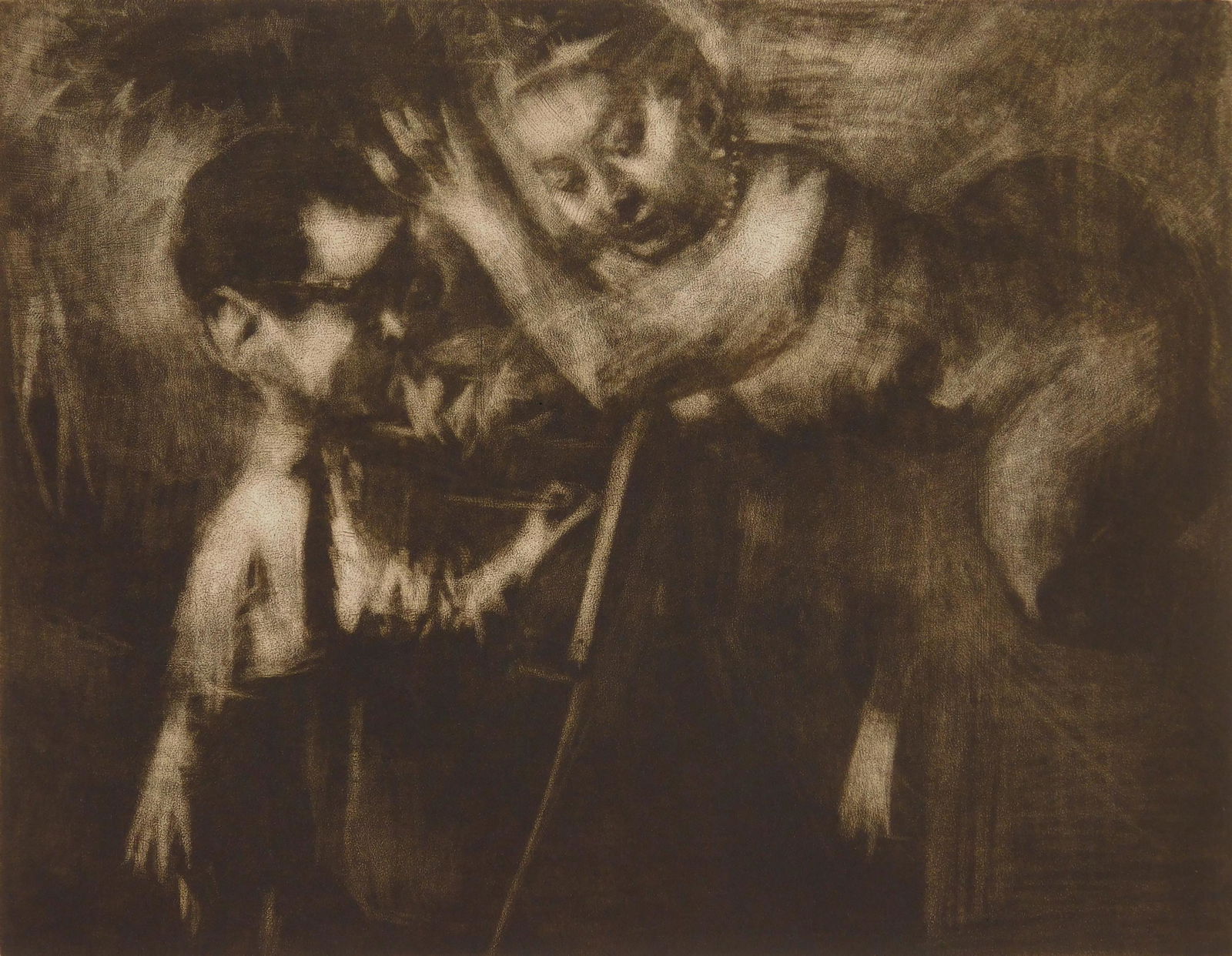 Jack Levine mezzotint: Jack Levine (American 1915-2010) 