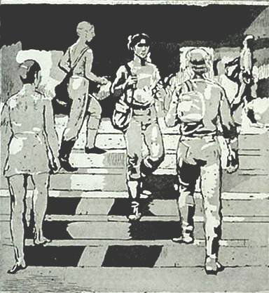 Isabel Bishop etching and aquatint: Isabel Bishop- ''Students on The Steps'' (Teller 78)- etching and aquatint, 1981, signed and numbered 45/75 in pencil, as published in 1984, very good condition. 8 x 7 1/2''